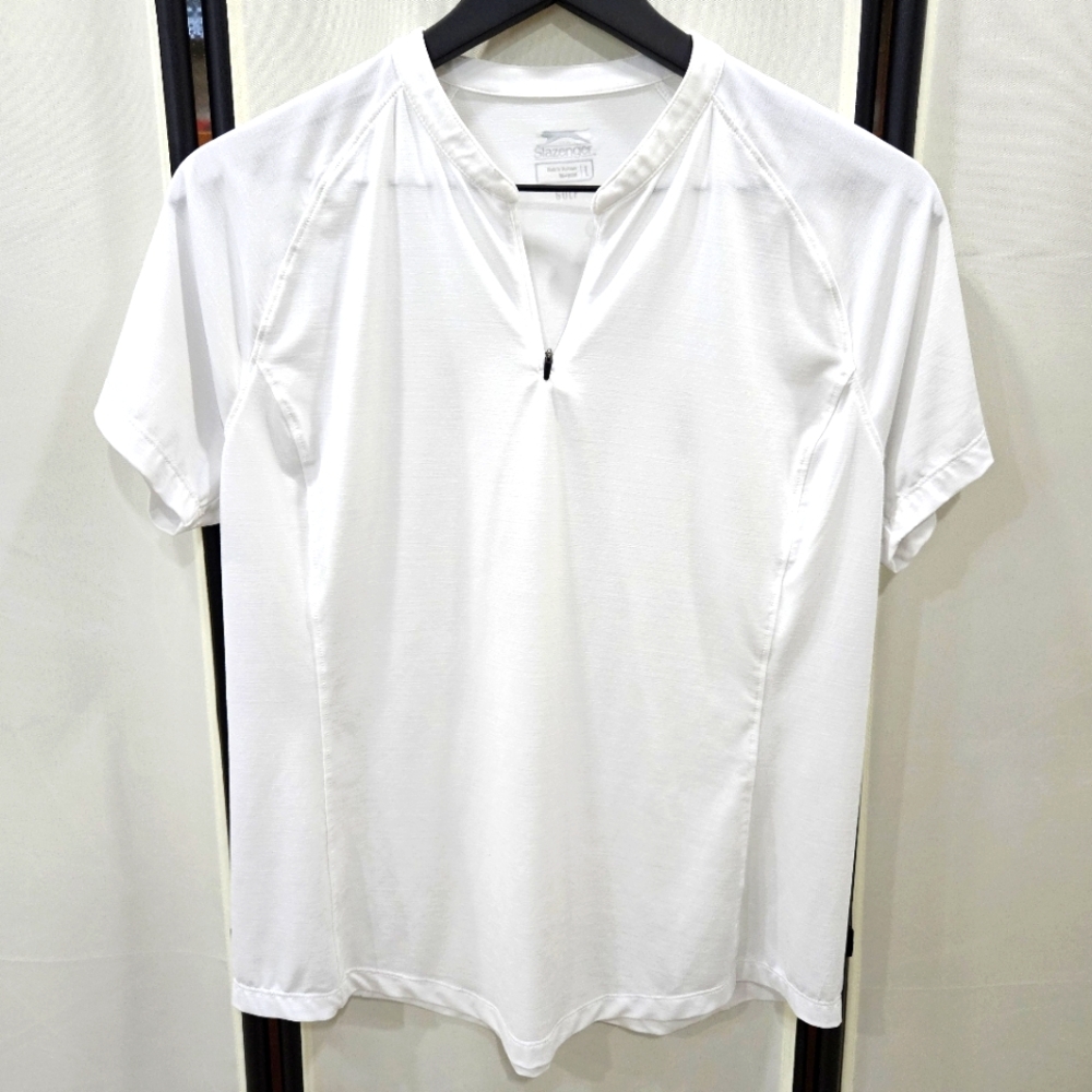 Slazenger Golf quarter 1/4 zip shirt mock neck short sleeves white size Large